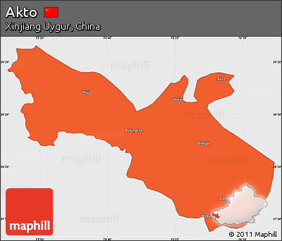 Political Simple Map of Akto, single color outside