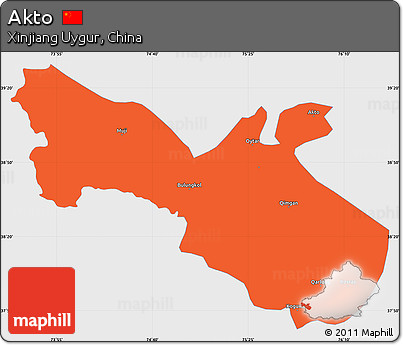 Political Simple Map of Akto, single color outside