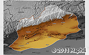 Physical 3D Map of Artux, darken, desaturated