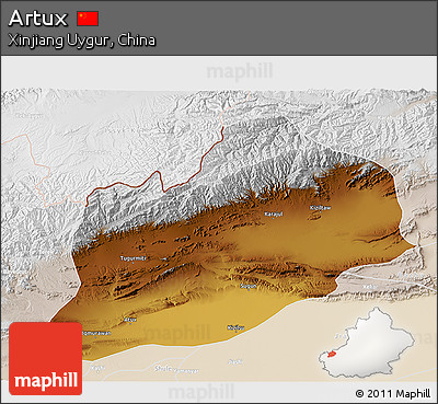 Physical 3D Map of Artux, lighten