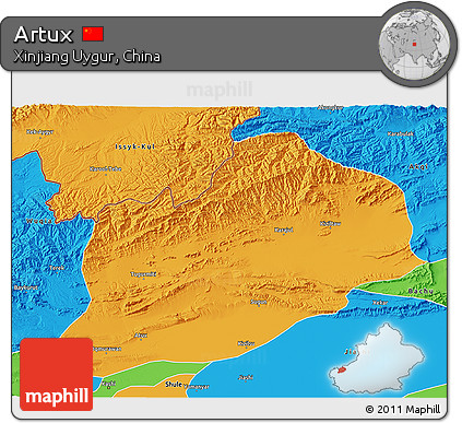 Political 3D Map of Artux