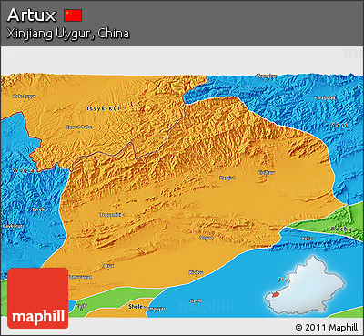 Political 3D Map of Artux