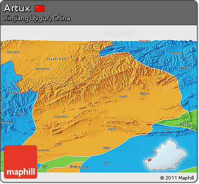 Political 3D Map of Artux