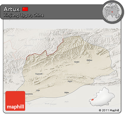 Shaded Relief 3D Map of Artux, lighten