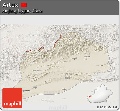 Shaded Relief 3D Map of Artux, lighten