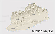 Shaded Relief 3D Map of Artux, single color outside
