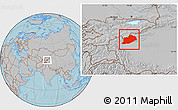 Gray Location Map of Artux, hill shading