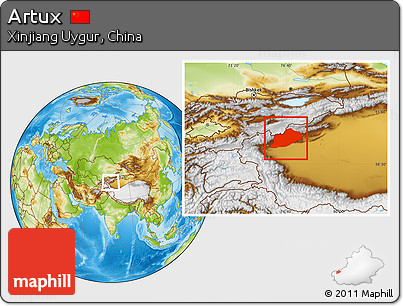 Physical Location Map of Artux