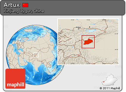 Shaded Relief Location Map of Artux