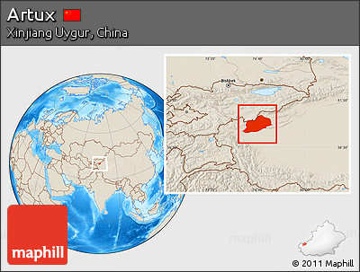 Shaded Relief Location Map of Artux