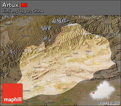 Satellite Map of Artux, darken