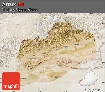 Satellite Map of Artux, lighten