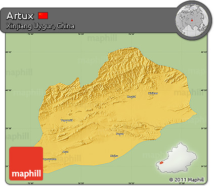 Savanna Style Map of Artux, single color outside