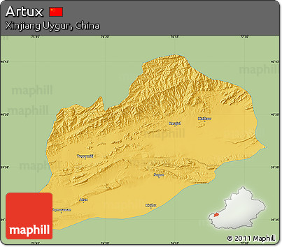 Savanna Style Map of Artux, single color outside