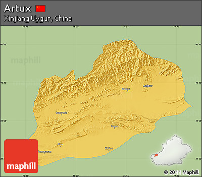 Savanna Style Map of Artux, single color outside