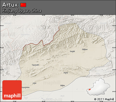 Shaded Relief Map of Artux, lighten