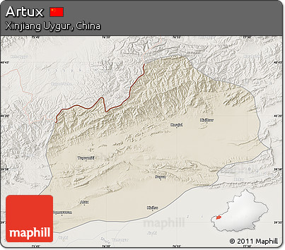 Shaded Relief Map of Artux, lighten