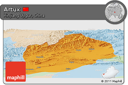 Political Panoramic Map of Artux, lighten