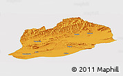 Political Panoramic Map of Artux, single color outside