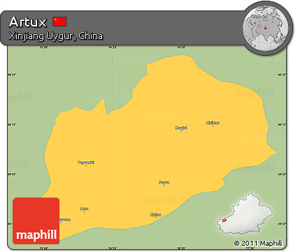 Savanna Style Simple Map of Artux, single color outside
