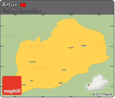 Savanna Style Simple Map of Artux, single color outside