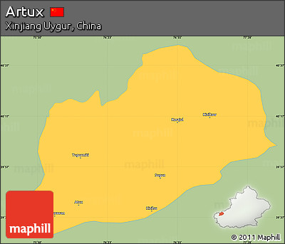 Savanna Style Simple Map of Artux, single color outside