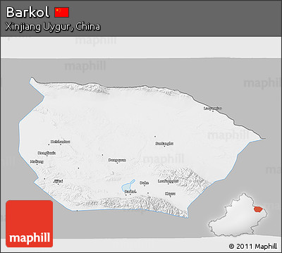 Gray 3D Map of Barkol, single color outside