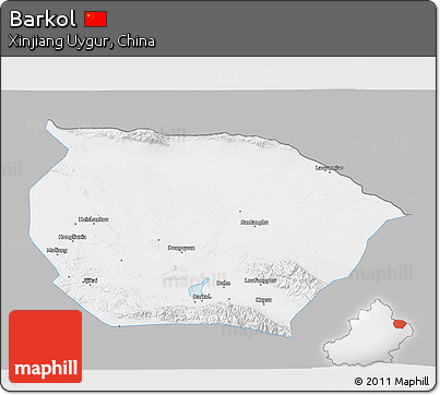 Gray 3D Map of Barkol, single color outside