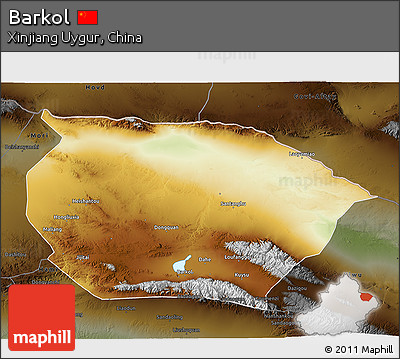 Physical 3D Map of Barkol, darken