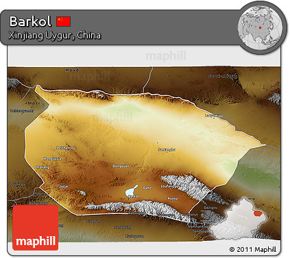 Physical 3D Map of Barkol, darken