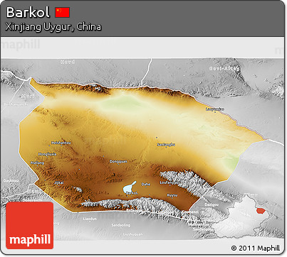 Physical 3D Map of Barkol, lighten, desaturated