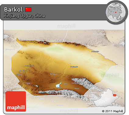 Physical 3D Map of Barkol, lighten