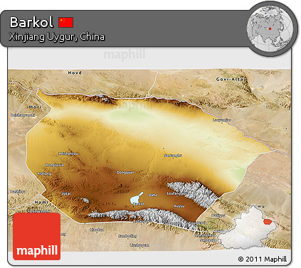 Physical 3D Map of Barkol, satellite outside