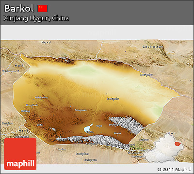 Physical 3D Map of Barkol, satellite outside