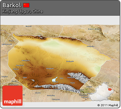 Physical 3D Map of Barkol, satellite outside