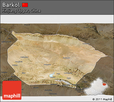 Satellite 3D Map of Barkol, darken
