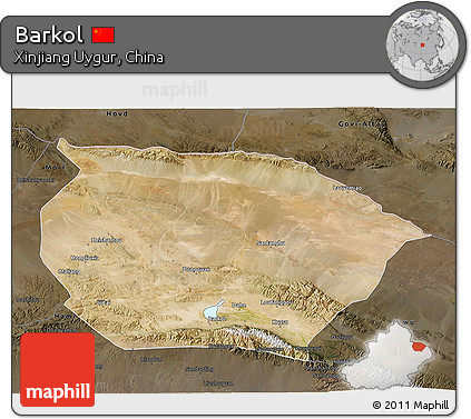 Satellite 3D Map of Barkol, darken