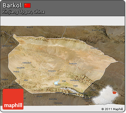 Satellite 3D Map of Barkol, darken