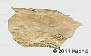 Satellite 3D Map of Barkol, single color outside
