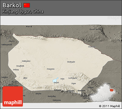 Shaded Relief 3D Map of Barkol, darken