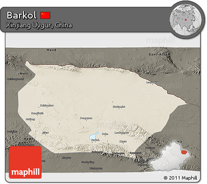 Shaded Relief 3D Map of Barkol, darken