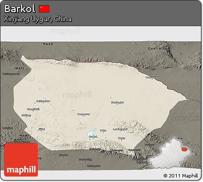 Shaded Relief 3D Map of Barkol, darken