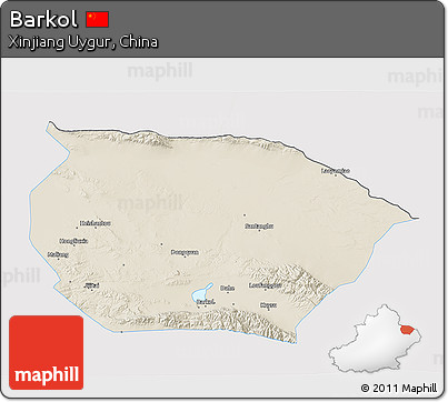 Shaded Relief 3D Map of Barkol, single color outside