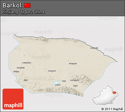 Shaded Relief 3D Map of Barkol, single color outside