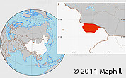 Gray Location Map of Barkol, highlighted country
