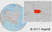 Gray Location Map of Barkol, hill shading