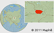 Savanna Style Location Map of Barkol, hill shading