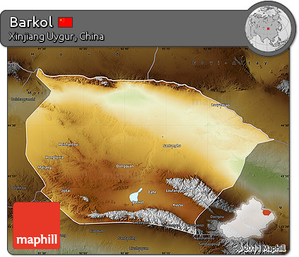 Physical Map of Barkol, darken