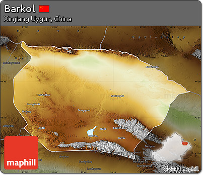 Physical Map of Barkol, darken