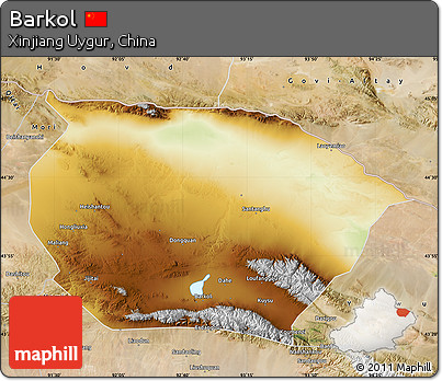 Physical Map of Barkol, satellite outside
